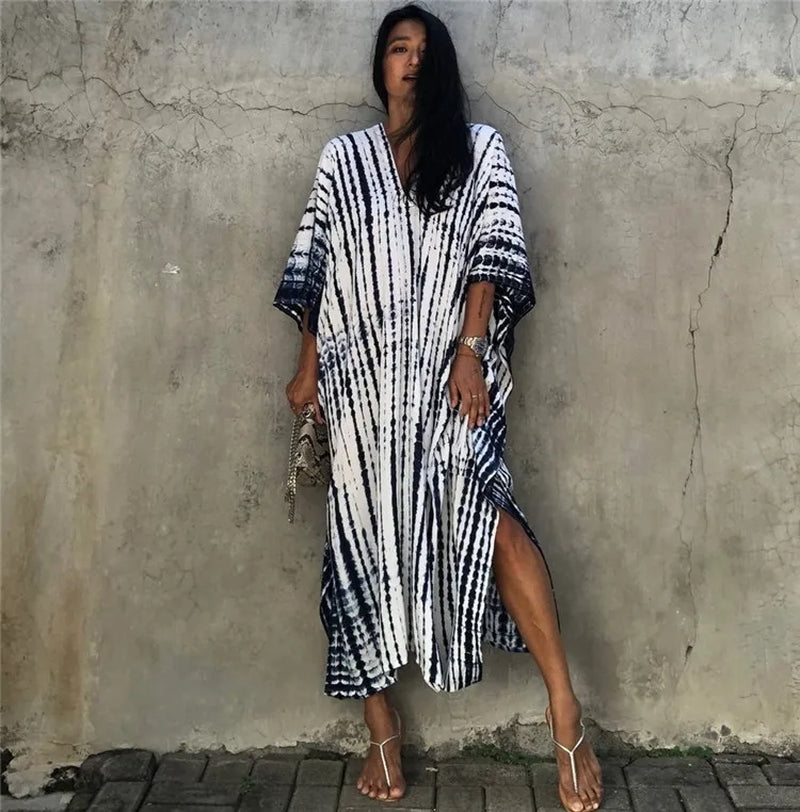 Women’s Beach Kaftan Dress | Half-Sleeve Swimsuit Cover-Up, Plus Size Caftan, Lightweight Bathing Suit Cover-Up for Summer