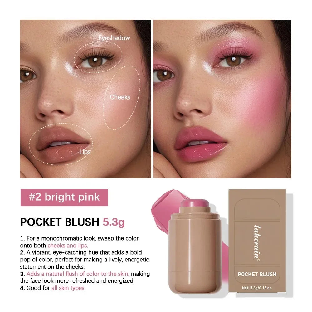 3-in-1 Cheek & Lip Tinted Blush Stick | Waterproof Cream Rouge, Silky Matte Contour & Smooth Moisturizing Makeup